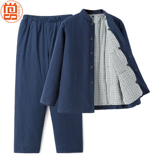 套装 加厚棉花棉袄棉裤 中国风棉衣纽扣手工棉服 外套男冬季 爸爸冬装