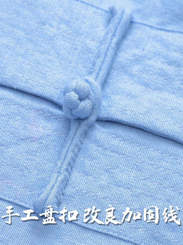 SPRING AND AUTUMN TANG DYNASTY MENS RETRO CHINESE STYLE MENS ETHNIC STYLE ELASTIC LINEN SUIT COTTON AND LINEN TWO-PIECE BUDDHIST MENS WEAR