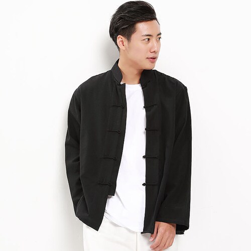 唐装男青年春夏纯棉长袖中国风男装复古民族风上衣中式服装汉服男 - 封面
