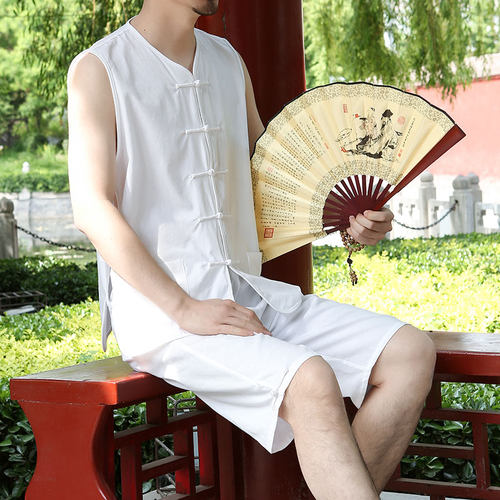 唐装中国风背心马甲爷爷夏装套装