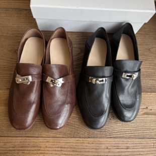 水洗马皮女士新款乐福皮鞋休闲复古时尚百搭平底舒适经典