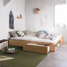 北欧实木床橡木黑胡桃木1.8米榻榻米床日式双人床储物箱体床1.5米