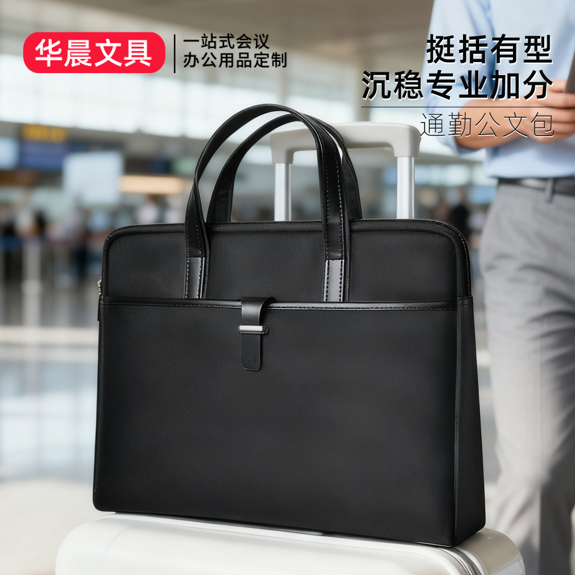 公文包通勤男士款电脑包商务手提袋公事包会议大容量多层文件包
