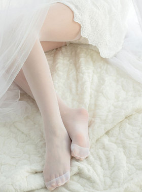 日系软妹lolita夏洛丽塔半透甜美白色薄袜子JK校园学生连裤袜20D