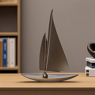 一帆风顺帆船轻奢艺术摆件客厅酒柜办公室桌面装 饰品高级乔迁礼物