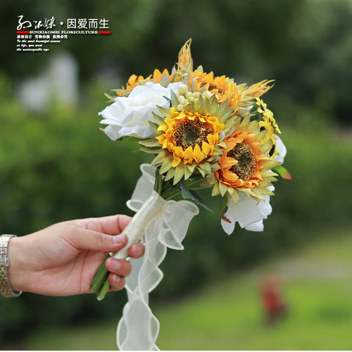 毕业道具花 学生表演花 领证手捧花仿真 向日葵太阳花儿童节捧花