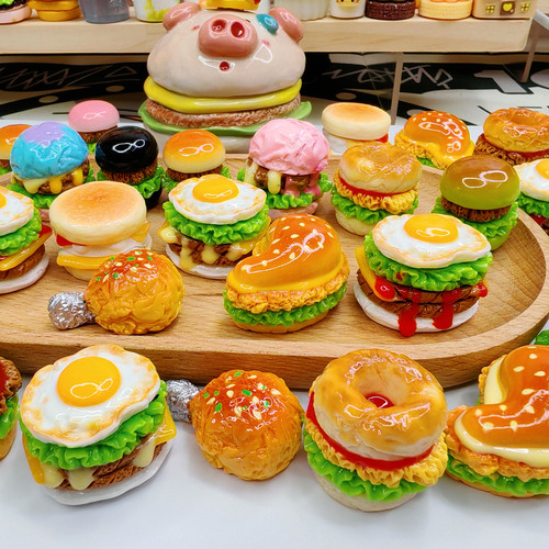 微缩食玩树脂汉堡鸡蛋鸡腿堡diy