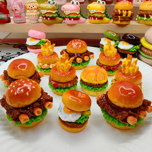 仿真微缩巨无霸排骨贝果汉堡食玩