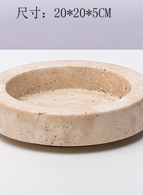 轻奢天然大理石绿植花盆售楼部茶几植物花器软装家居饰品烟缸摆件