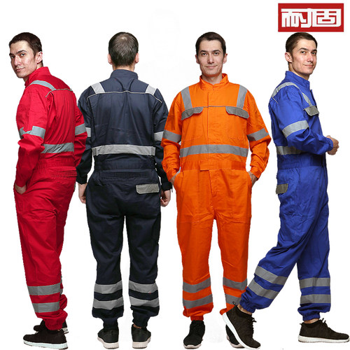 耐固夏季薄款放光条男连体工作服