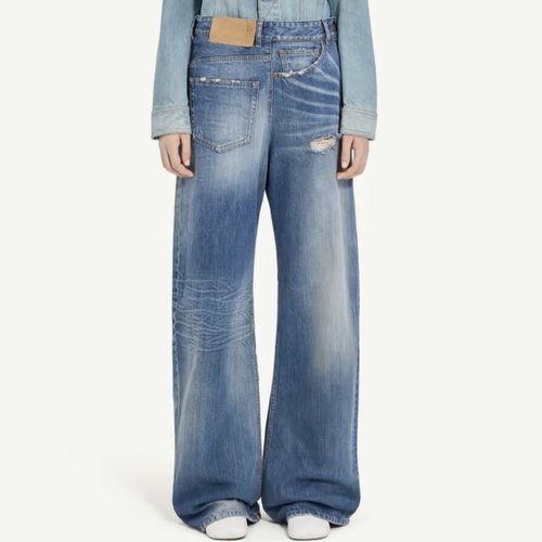 【小雀斑专属】高腰口袋阔腿反转牛仔裤 X251220X354