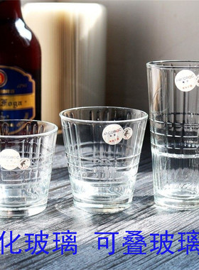 法国高诺耐热钢化玻璃杯可叠放咖啡杯冰美式早餐杯冰饮杯牛奶杯子