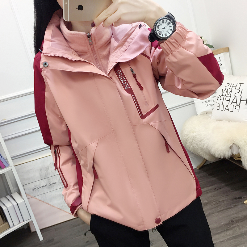 潮牌可拆卸新款防水拼色冲锋衣