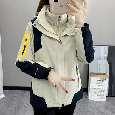 冲锋衣外套女秋冬三合一可拆卸潮