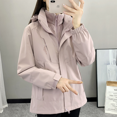 冲锋衣外套女款2025秋冬新款三合一可拆卸防风防水加厚登山风衣男