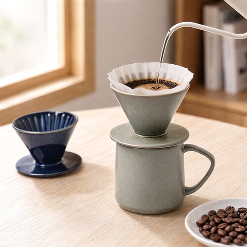 中式手冲咖啡V型陶瓷滤杯