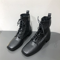 Martens, южнокорейский осенний товар с квадратным носком со шнурками с молнией, короткие сапоги, ботинки, модель весна/осень 2023 года