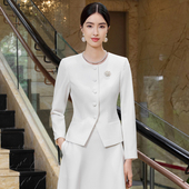 春秋高级感气质职业装 白色西装 套裙女2025新款 工作服西服两件套