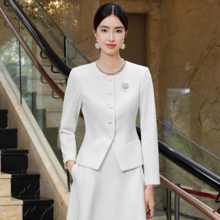 工作服西服两件套 春秋高级感气质职业装 白色西装 套裙女2025新款