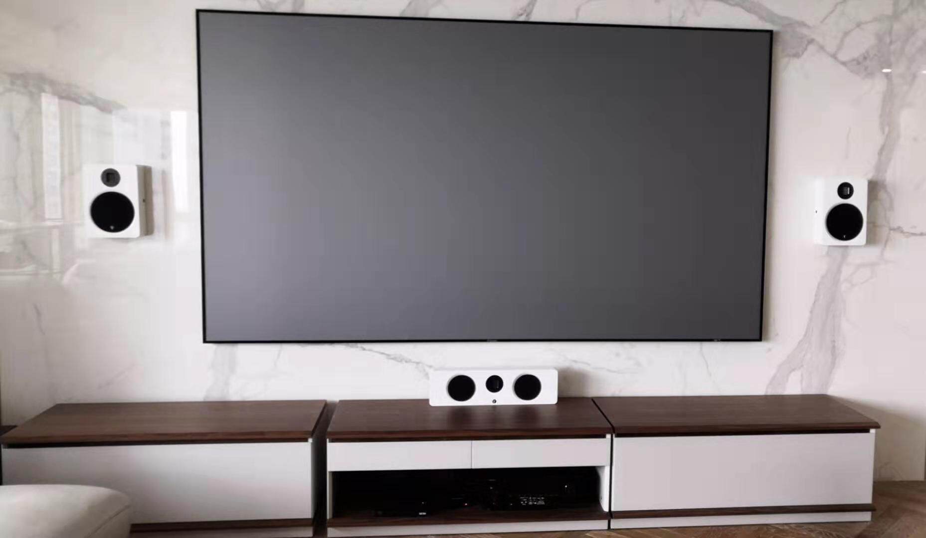 案例：XY 120寸4K抗光软幕超窄边框+天龙AVR-X2600H功放+5.1音箱