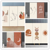 衣柜ins翻新门贴自粘防水卧室简约莫兰迪色玻璃橱柜门推拉门贴纸