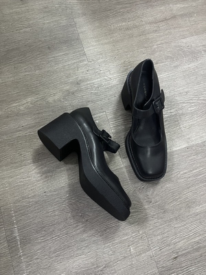 清仓特价 大码原单女鞋高跟牛皮玛丽珍鞋高跟鞋粗跟39-40-41-42码