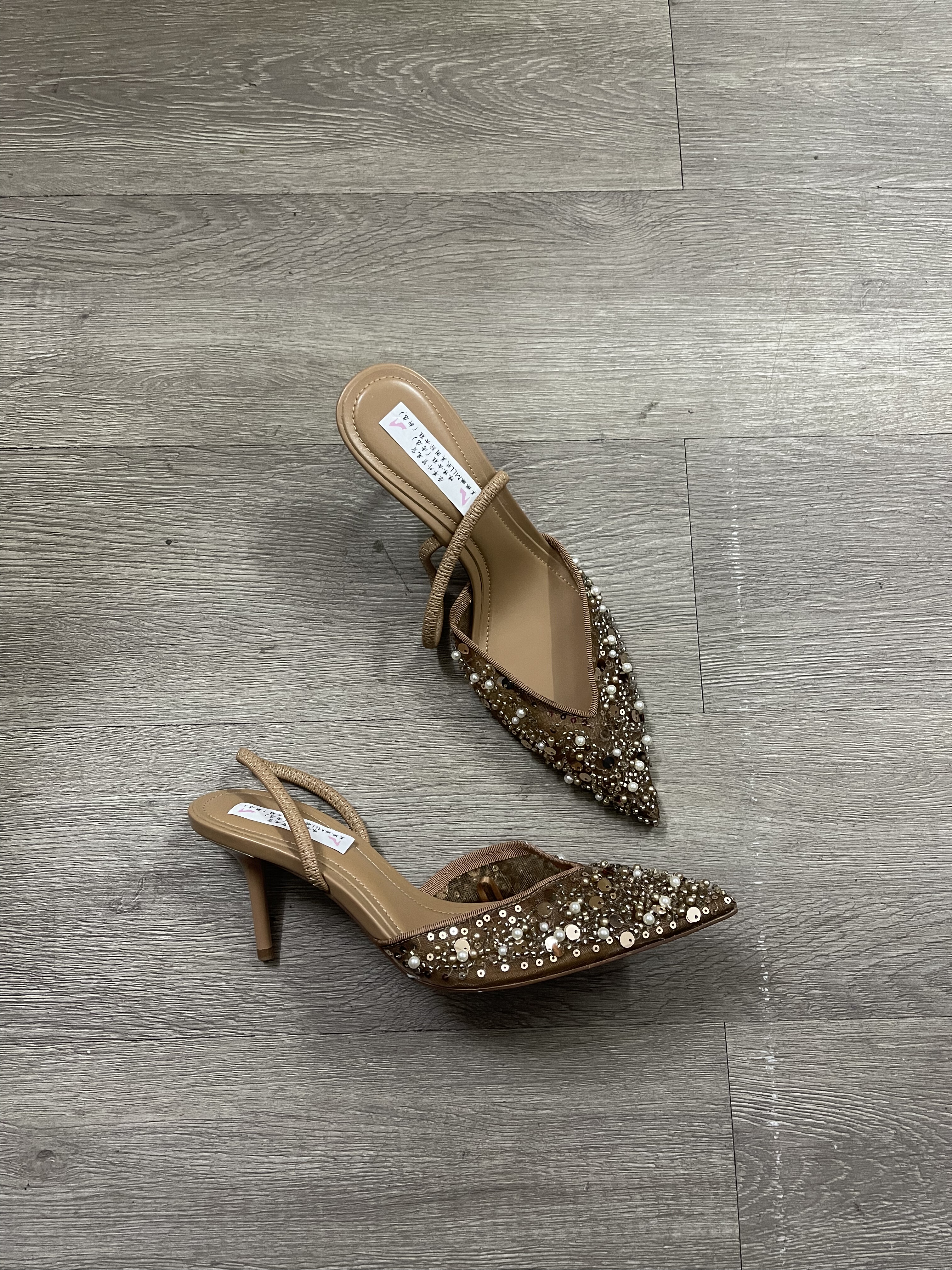 外贸原单z新款手工珍珠亮片蕾丝性感尖头晚会年会高跟鞋37码,女鞋,时装凉鞋,淘宝优惠券,粉丝福利购,淘宝优惠卷