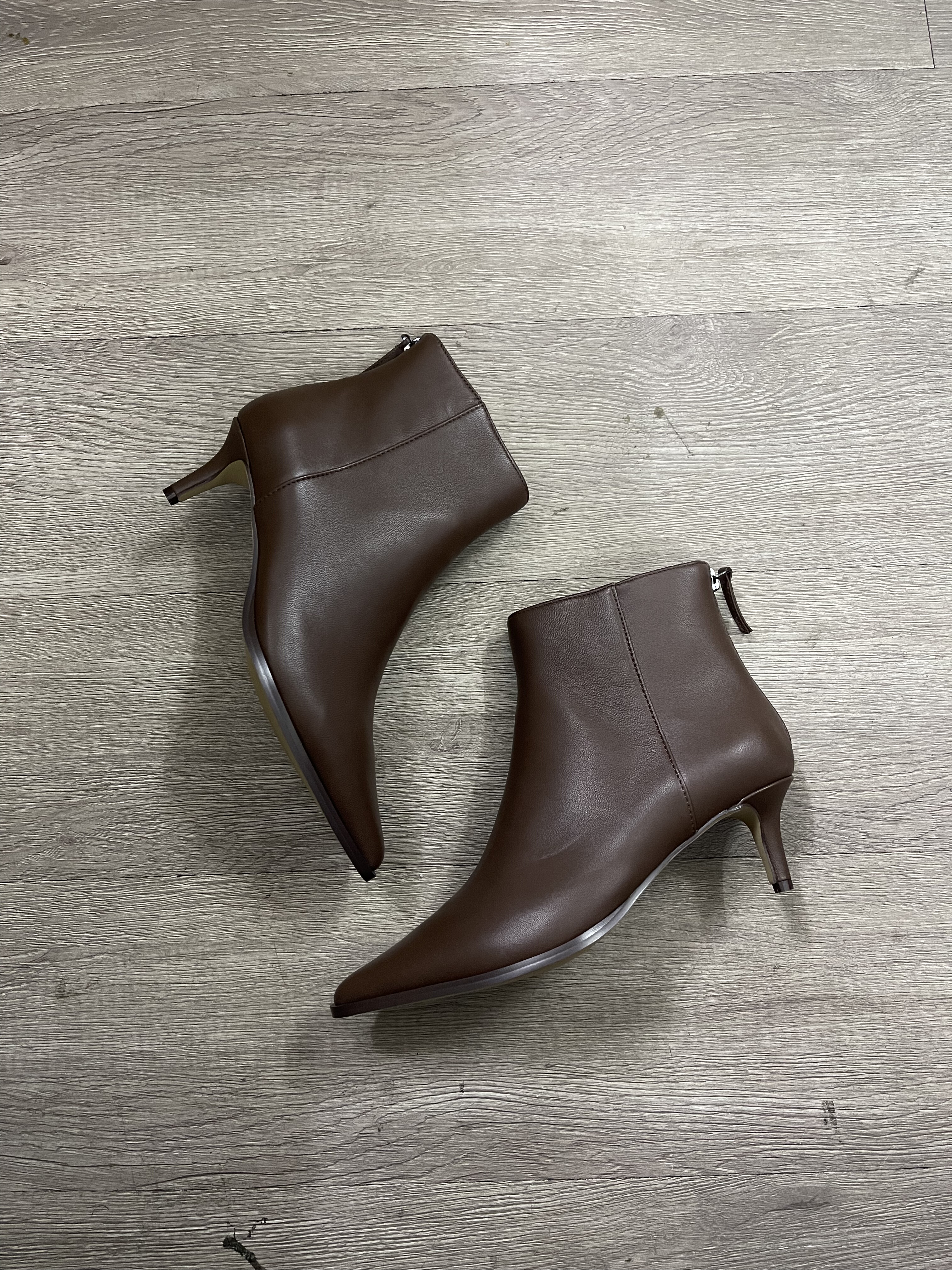 外贸原单新款细跟低跟短靴气质真皮靴子女36码