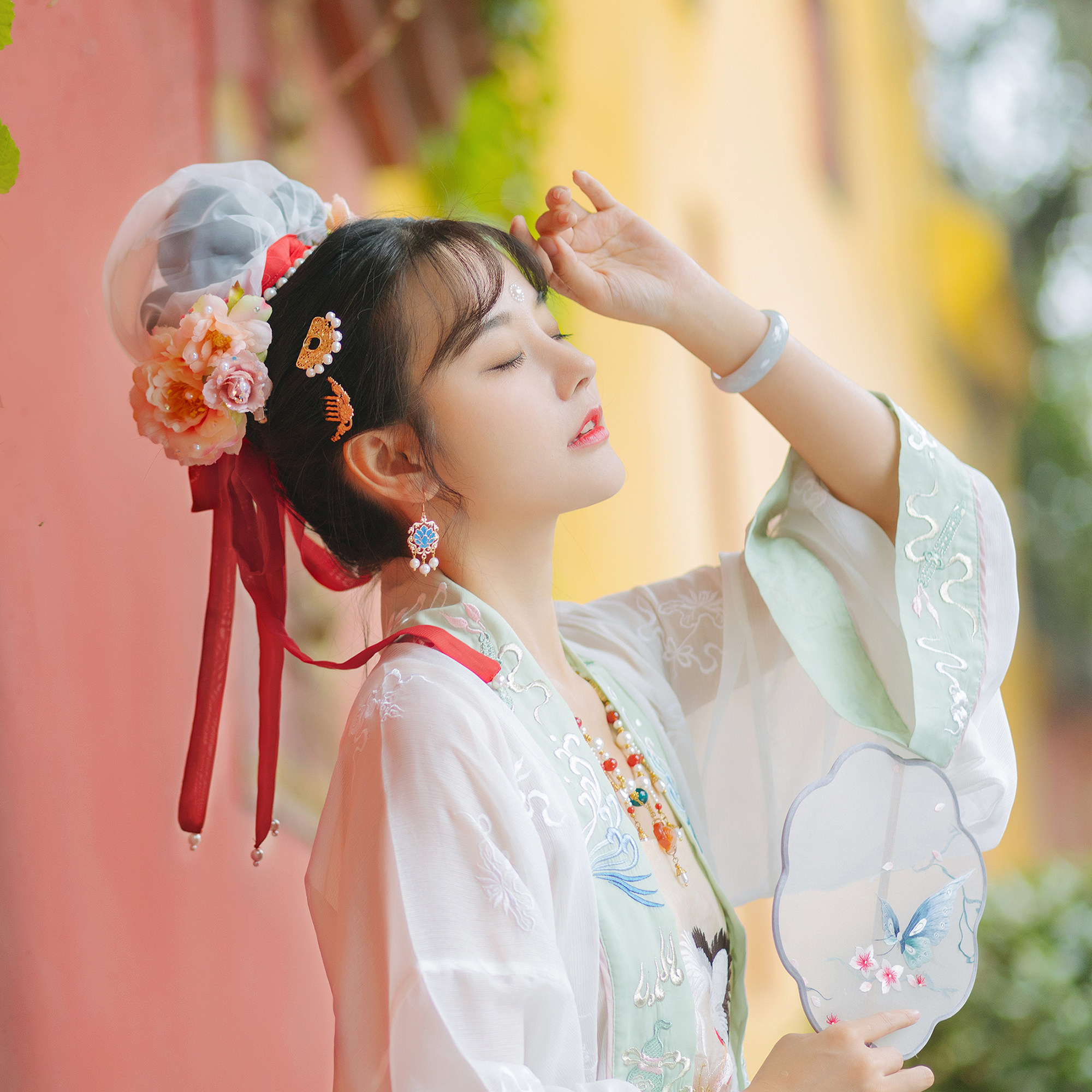 后雨山古风汉服宋风包头布包髻围鬓古装造型配饰发饰珍珠纱布巾