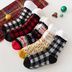 加厚居家室内地板袜情侣成人大人加绒雪地袜睡眠袜地毯袜套拖鞋 袜