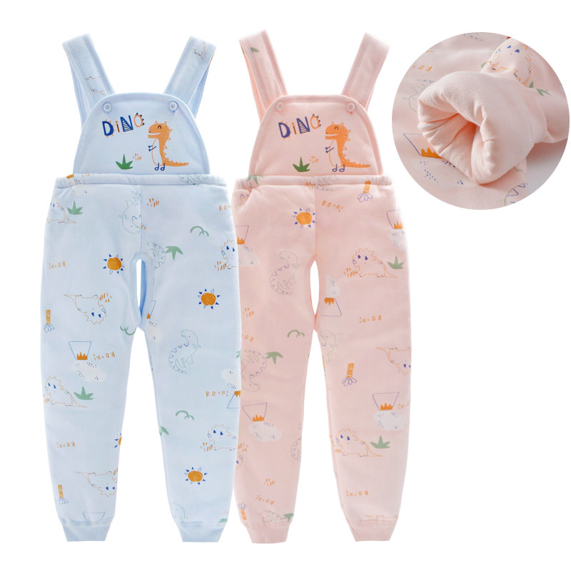 宝宝背带保暖裤秋冬季南极棉棉裤纯棉护肚裤儿童加长加厚幼儿园穿