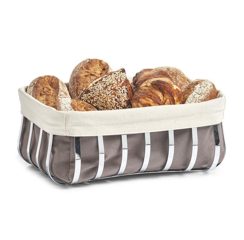 eller 33 × 24 × 13 厘米 面包篮金属收纳 带袋 铬/帆布