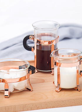 现 muso 玫瑰金咖啡套具进口糖罐奶缸奶罐两件套装