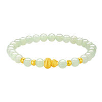 Chow Tai Fook Gold bracelet and Hetian jade bracelet for women, pure gold fortune-telling beads, red agate, Happy persimmon continuous birthday gift thumbnail 3