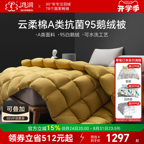 鸿润云柔棉A类95白鹅抗菌羽绒被
