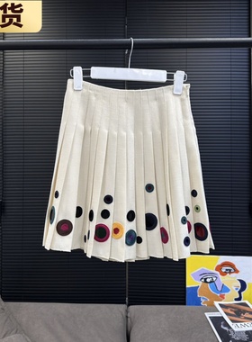 【现货】章章 pra，daaa秀款 重工镜片手工绣百褶半裙