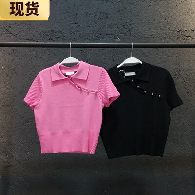 【现货】MONA新款甜辣温柔风气质针织旗袍风短袖上衣修身显瘦连衣