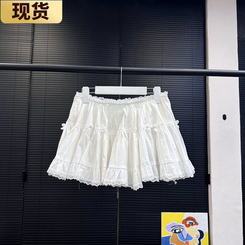 VC蕾丝黑白芭蕾裙裤2023冬