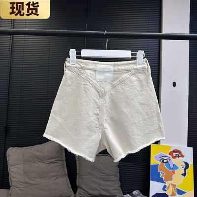 章章原白牛仔松弛短裤