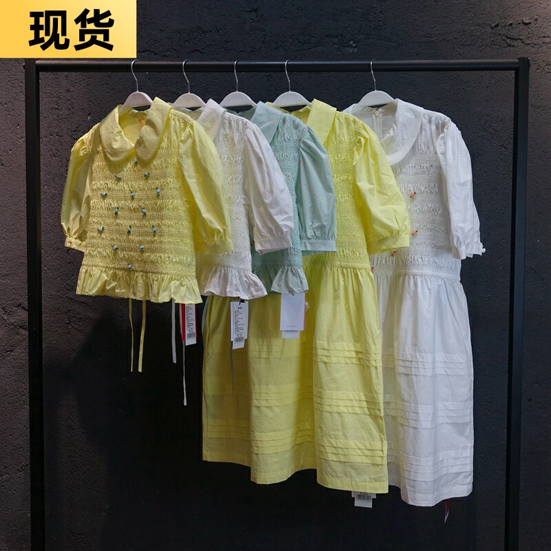 现货MONA可爱娃娃领上衣小个子黄色连衣裙仙女裙子小清新夏季新款