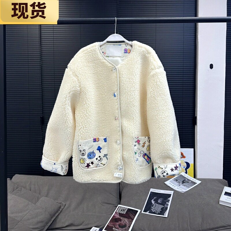 夏夏新款羊羔毛棉服外套可爱童趣