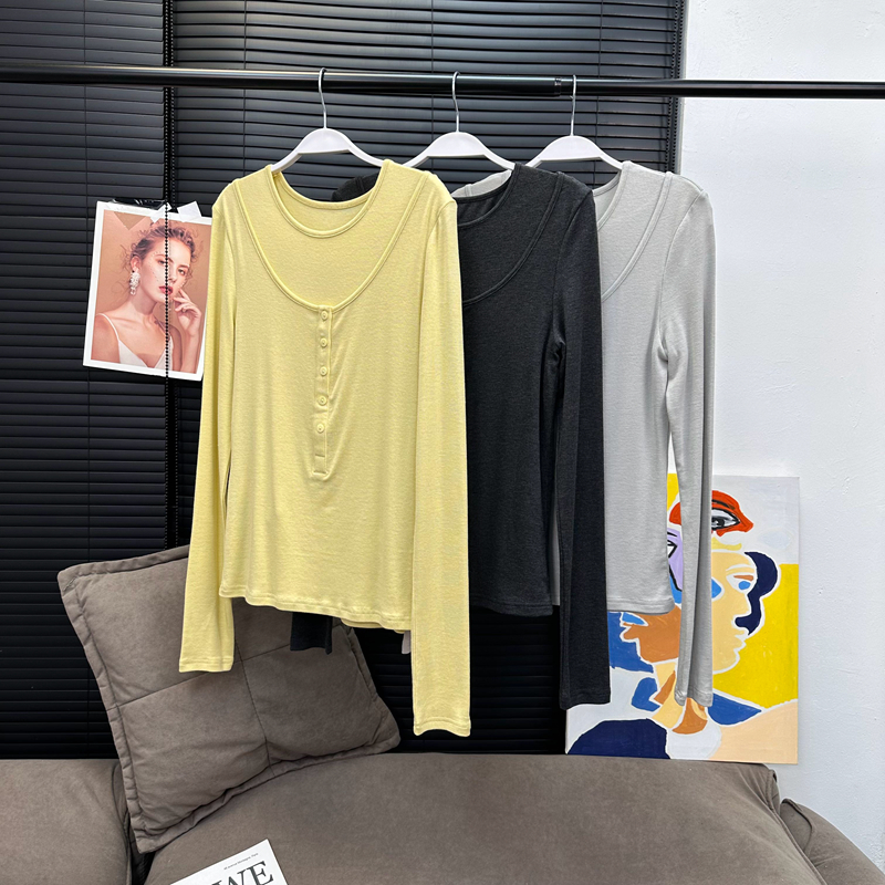 VC衣柜不常见的两件套打底 好版型刻进DNA长袖T恤女