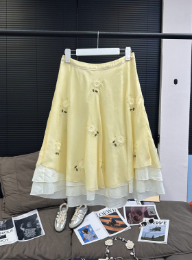 【MS 5/28新品】蒲公英的刺绣层层荷叶边半身裙MR25033