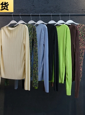 现货MONA针织上衣女春秋薄套头外穿法式宽松慵懒风复古长袖打底衫