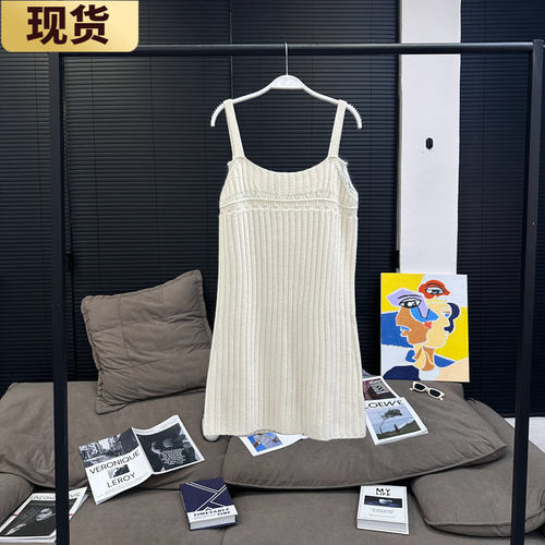 现货MS垦丁的盛夏纯欲吊带针织连衣裙奶萌显瘦春夏新款吊带裙