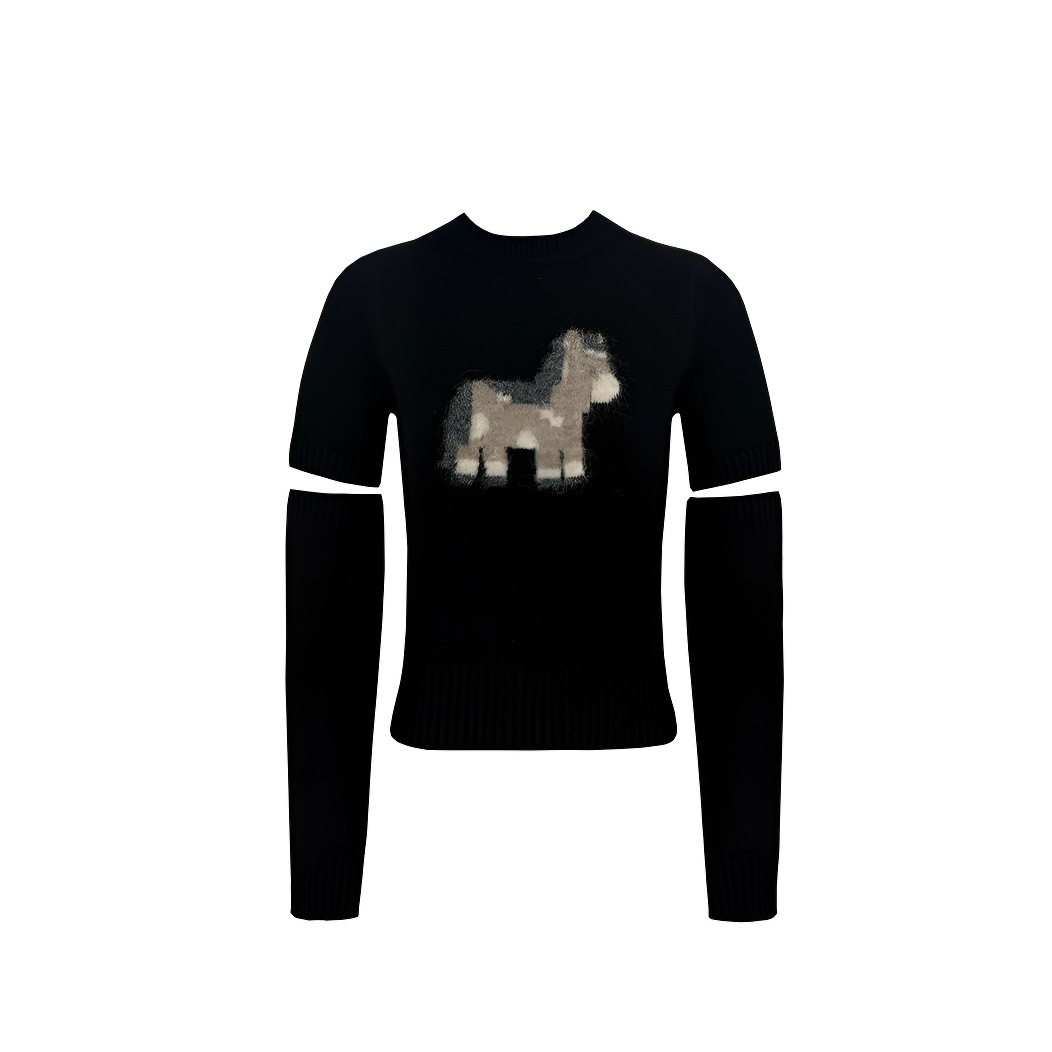 人鱼 休闲风圆领短袖袖套新年小马毛感针织打底毛衣,女装/女士精品,汉服上装,淘宝优惠券,粉丝福利购,淘宝优惠卷