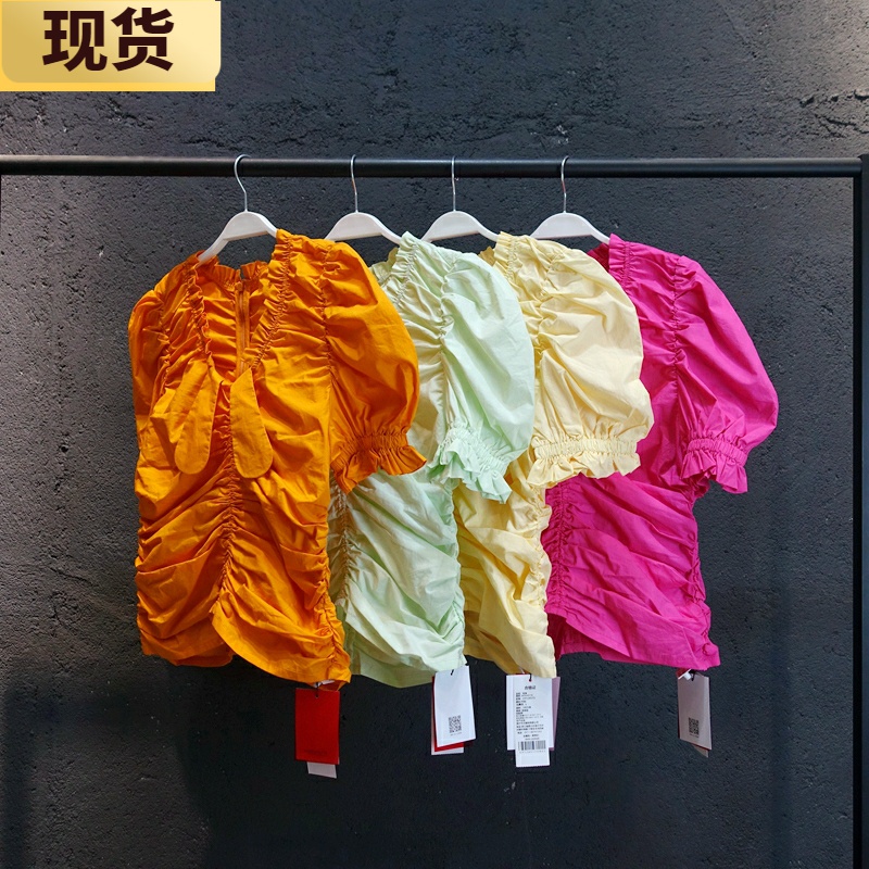 v领泡泡袖短款设计感小众上衣