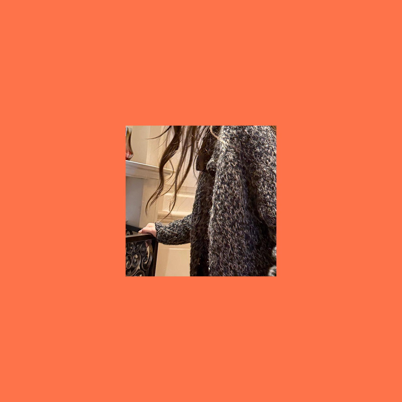 EW  可可黑芝麻 羊毛混纺立领针织开衫