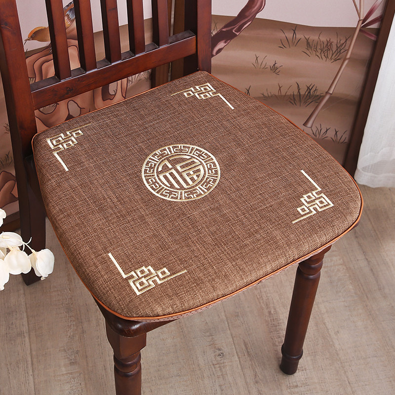 中式麻布防滑加厚可拆洗绣花