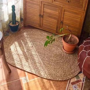 手工编织蒲草地毯卧室床边毯门口入户门地垫房间垫子北欧风格装饰